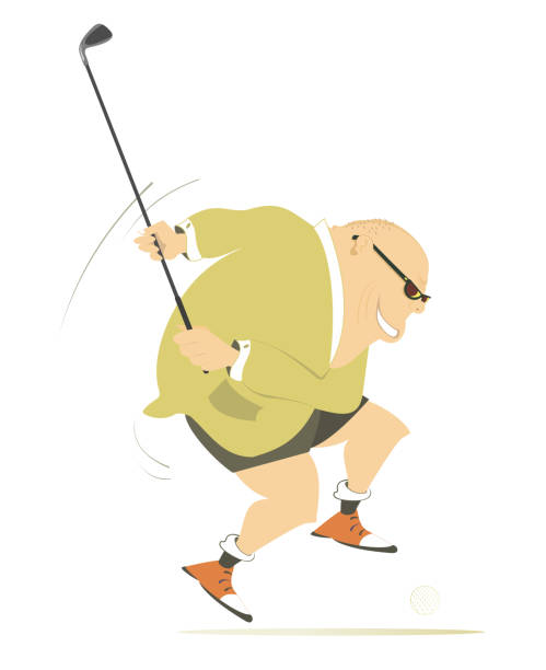 illustrations, cliparts, dessins animés et icônes de dessin animé golfeur homme sur l’illustration du parcours de golf - golf golf course swinging isolated