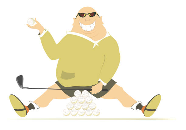 ilustrações de stock, clip art, desenhos animados e ícones de cartoon golfer man on the golf course illustration - golf child sport humor