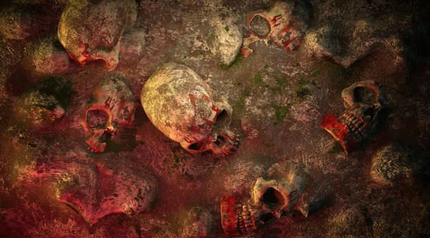 istock Skulls are on the ground at dark night 1405057090
