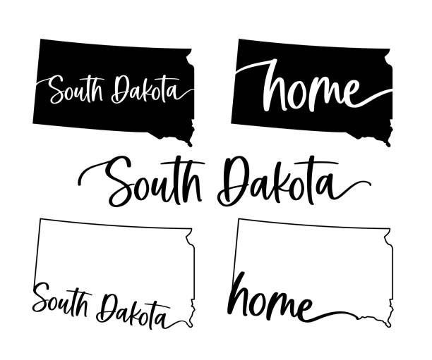 stylizowana mapa amerykańskiego stanu dakota południowa ilustracja wektorowa - map dakota south dakota north stock illustrations