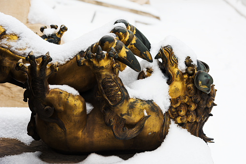 Kirin in the Forbidden City in the snow