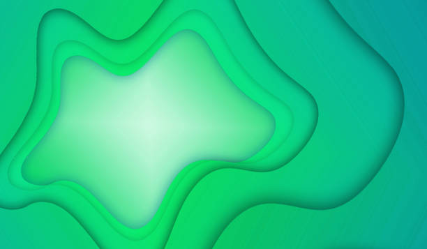 istock Abstract modern background with green gradient wave shapes in a paper cut style. Design for beautiful brochures, flyers, magazines, business, banners with space for your text. 1405063779