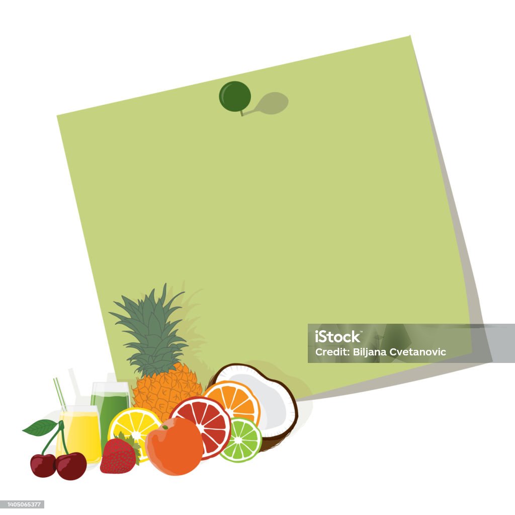 Paper Note Food Fruit Note Paper Stock Illustration - Download Image Now - Food, Note ...