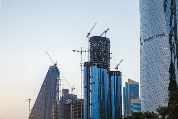 Modern construction site works in center of Doha.