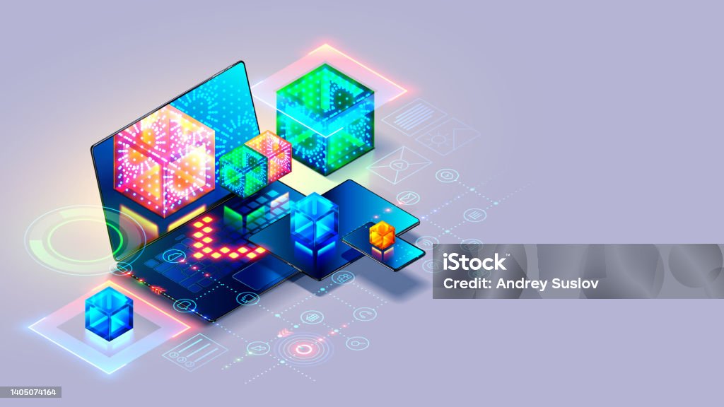 Beautiful Computer Application Technology Concept Of Technology Of Software Development Computer Network Of ...