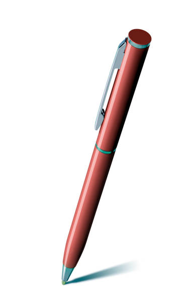 istock red ballpoint pen resting with the tip on a white surface where it creates a small shadow 1405075406