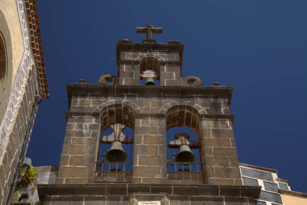 Orotava, Tenerife, Spain - June 15, 2022: Buildings in the town center are decorated in preparation for  Corpus Christi celebrations