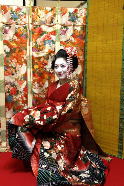 Lady dressed in traditional kimono (Maiko style) in the Gion District of Kyoto, Japan