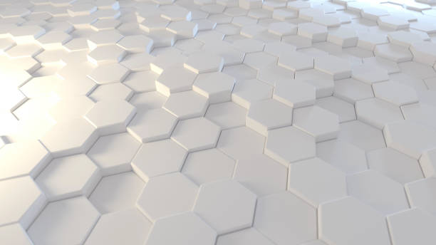 White Hexagon Background, 3D Render stock photo