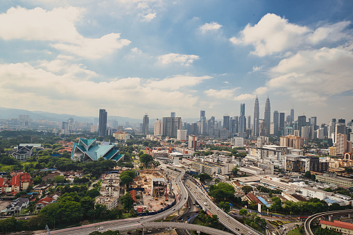 Aerial view of Kuala Lumpur from helicopter
