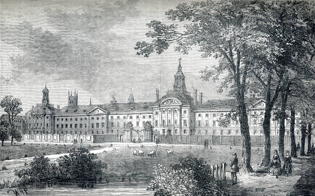 Bethlhem Hospital aka Bedlam Mental Illness in 19th Century London England Notorious hospital mental asylum. London’s Bethlem Hospital was the most opulent mental asylum the world had ever seen – from the outside. A landmark in City of London in Bishopsgate was known as Bedlam - terrible treatment for patients. In Moorfields in London. haunted asylum stock illustrations