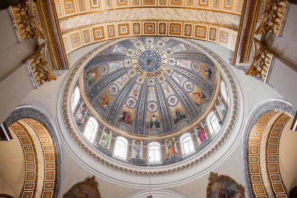 istock round ceiling in a Catholic church with painting 1405083768