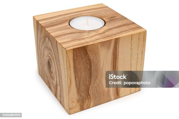 Wooden Candlestick Stock Photo - Download Image Now - Candlestick Holder, White Background, Cozy