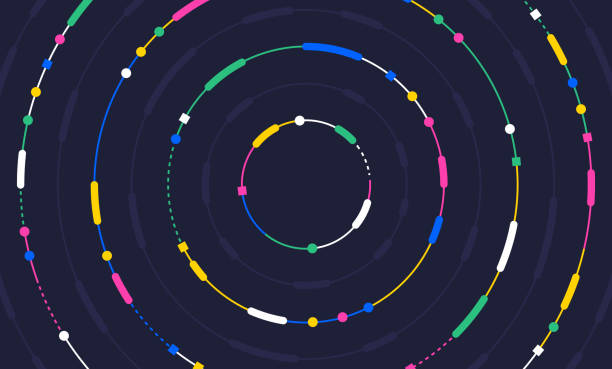 Circle Abstract Background Circle orbit rotation abstract background with space for your content. networking stock illustrations