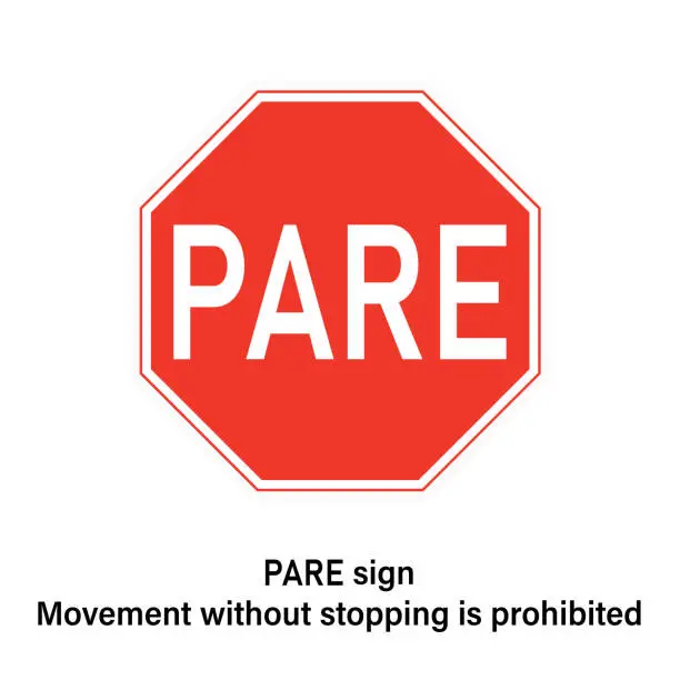 Vector illustration of PARE road sign Traffic sign on white background