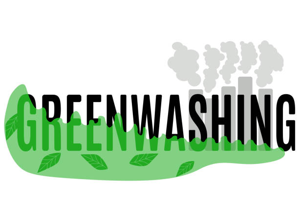 greenwashing-banner, informationsmaterial, cover für nicht nachhaltige produktion - hidden message stock-grafiken, -clipart, -cartoons und -symbole