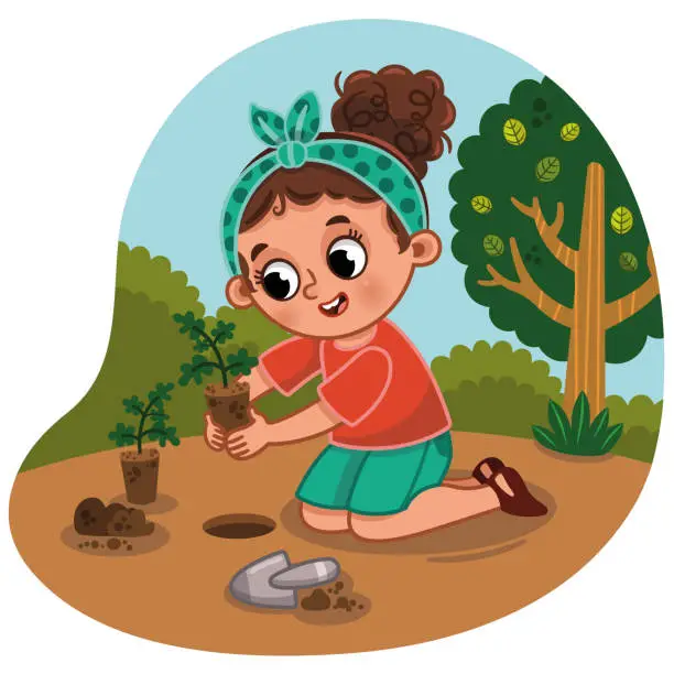 Vector illustration of Planting a Tree