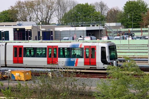 RET Metro subway trains parked at the 's Gravenweg facility in Rotterdam the Netherlands