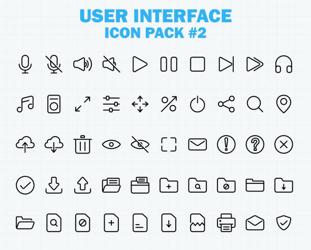 symbole für web- und app-benutzeroberflächen, vector ui thin outline icon collection - medium format camera stock-grafiken, -clipart, -cartoons und -symbole