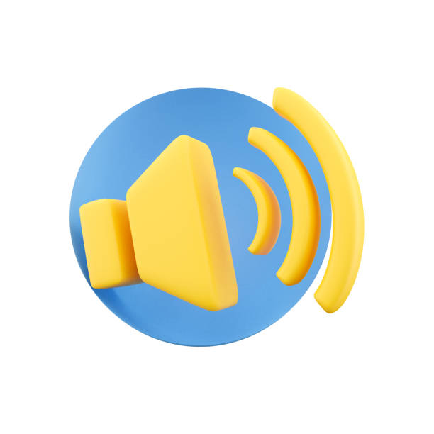 3D render sound icon on white background icon. 3D sound icon. Sound 3D render icon.