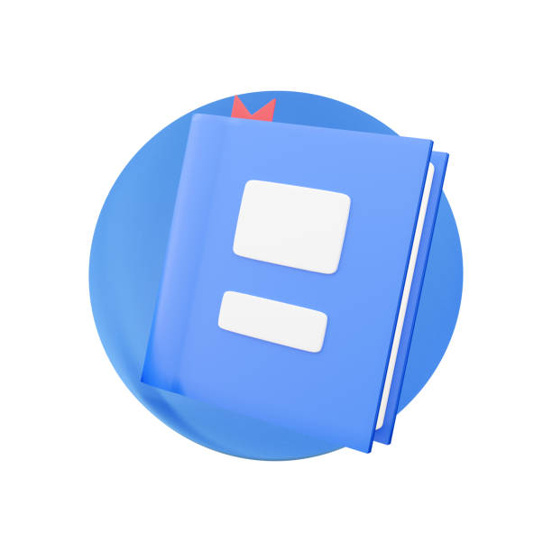 3D render Book icon, Textbook with bookmark. 3d render book icon. Cartoon minimal style. 3d book.