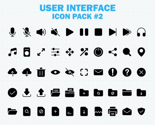 web and app user interface icons set, vector ui solid glyph icon collection - medium format camera stock-grafiken, -clipart, -cartoons und -symbole