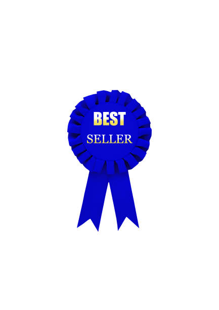 Blue rosette with Best seller on front, white background