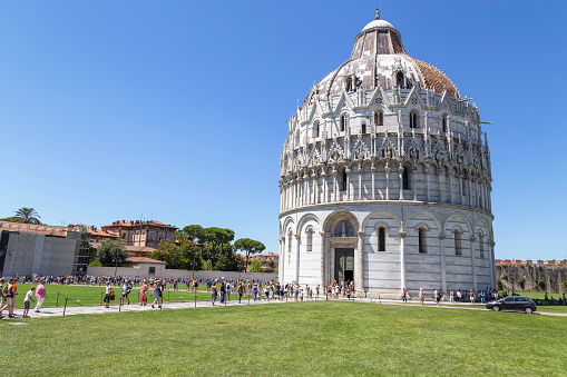 Pisa, Italy, July 18, 2016; The Pisa Baptistery of Saint John.