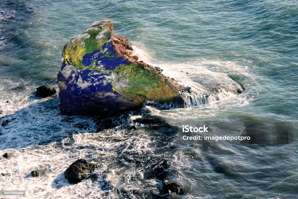 Climate change of The Planet Earth and environmental awareness concept conceptual environmental awareness  . NASA world map image layered and used; https://apod.nasa.gov/apod/image/0304/bluemarble2k_big.jpg Change Stock Photo