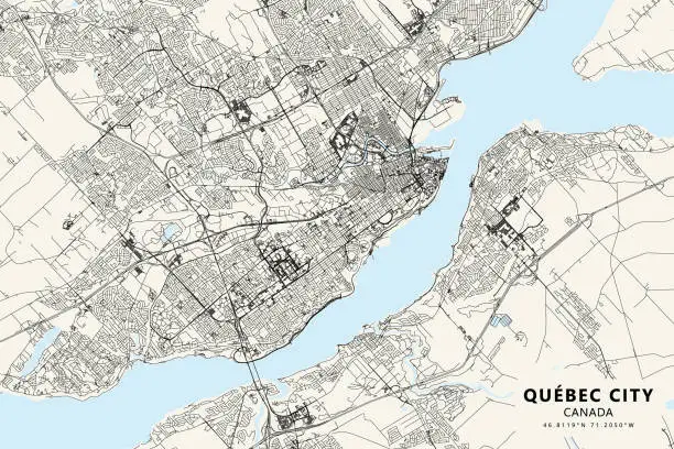 Vector illustration of Quebec City, Quebec, Canada Vector Map