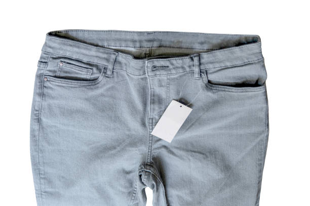 White clothing tag mockup on a jean.