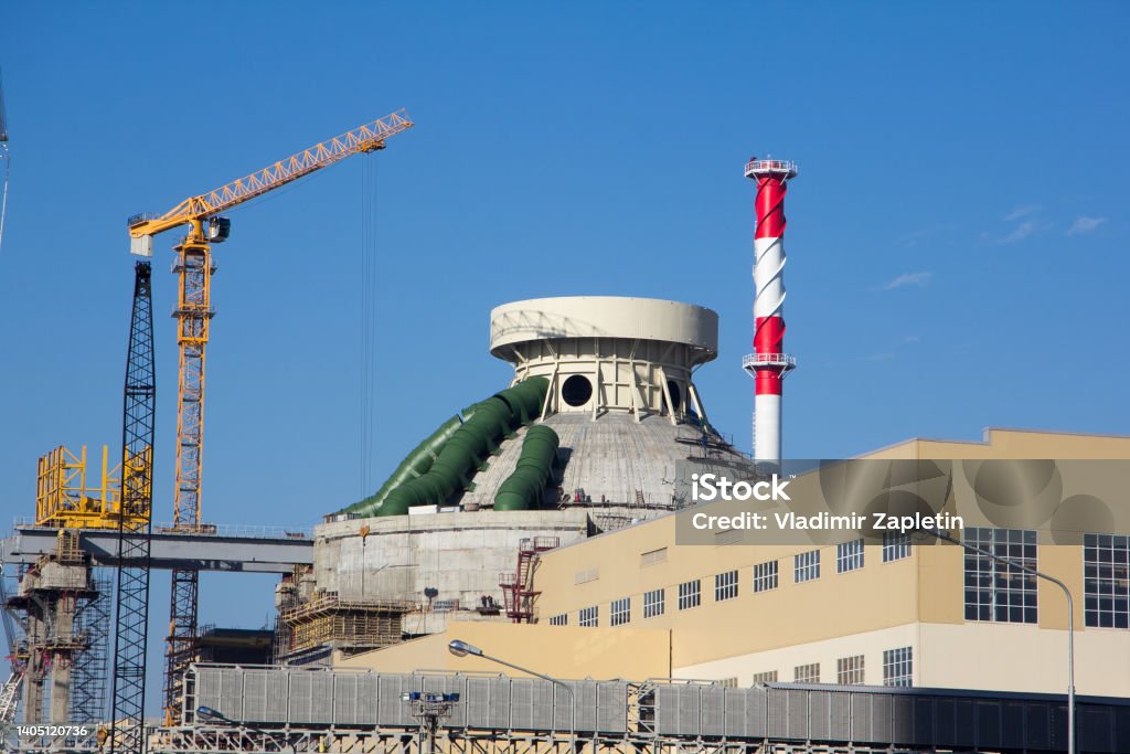 Construction site of nuclear power plant or large industrial building Architecture Stock Photo