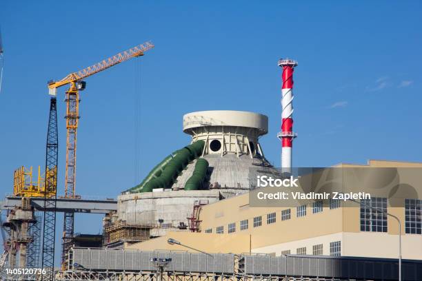 Construction Site Of Nuclear Power Plant Or Large Industrial Building Stock Photo - Download Image Now