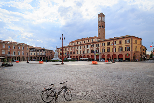 Forli's town square and city hall and church