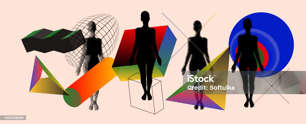 Body Shape Abstract Abstract Vector Pattern Composition With Geometric Shapes Human Body ...