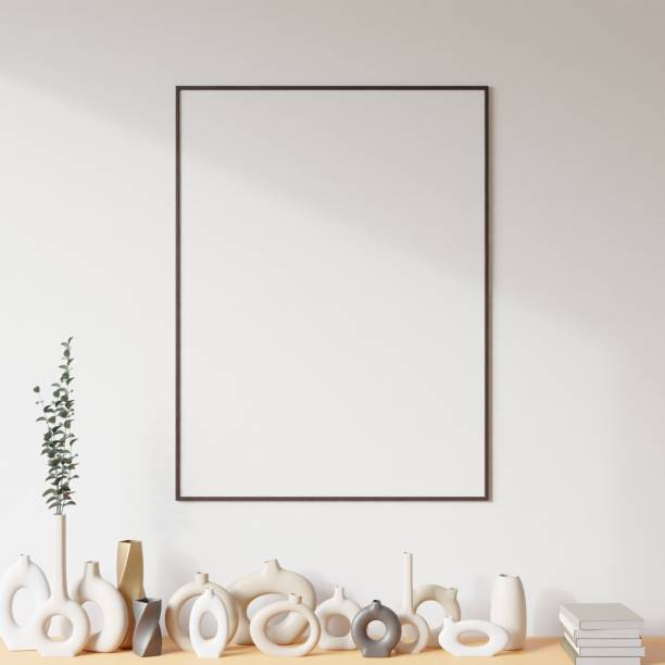 istock Frame mockup in living room interior. 3d rendering, 3d illustration 1405136244