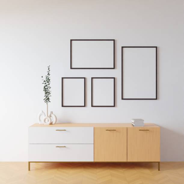 istock Frame mockup in living room interior. 3d rendering, 3d illustration 1405136248