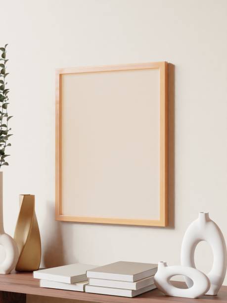 istock Frame mockup in living room interior. 3d rendering, 3d illustration 1405136275