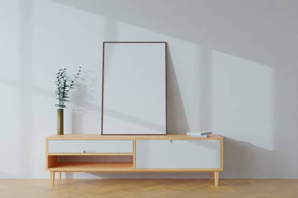 istock Frame mockup in living room interior. 3d rendering, 3d illustration 1405136306