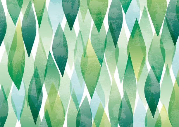 геометрический рисунок зеленых листьев - abstract vector backgrounds illustration and painting stock illustrations