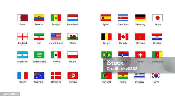 National Flags - Arte vetorial de stock e mais imagens de Futebol - Futebol, Catar, Bandeira