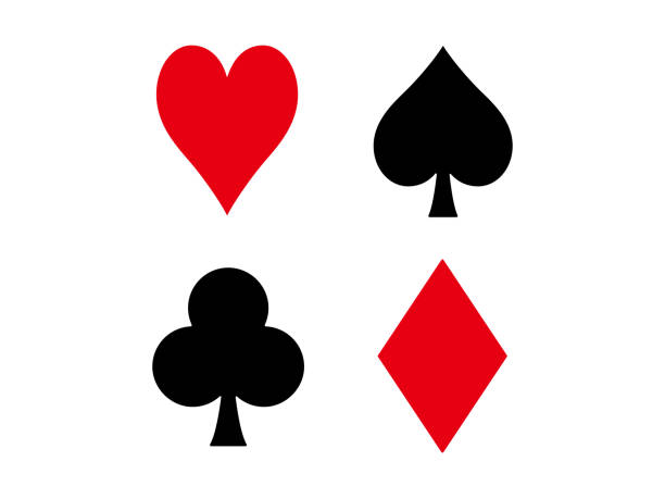 zestaw ikon graficznych symboli kart do gry - silhouette poker computer icon symbol stock illustrations
