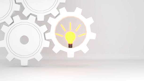 istock White gear with light bulb on white background,Mechanism of creativity,3d rendering 1405144349