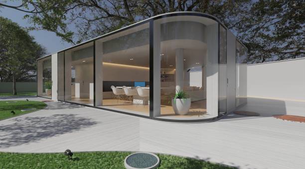 istock Cottage with a plot in the suburbs 3d illustration 1405146984