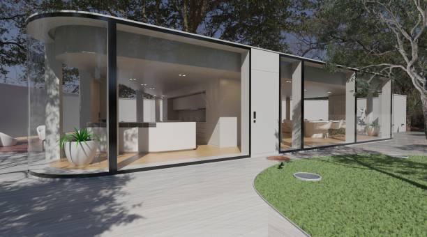 istock Cottage with a plot in the suburbs 3d illustration 1405146994