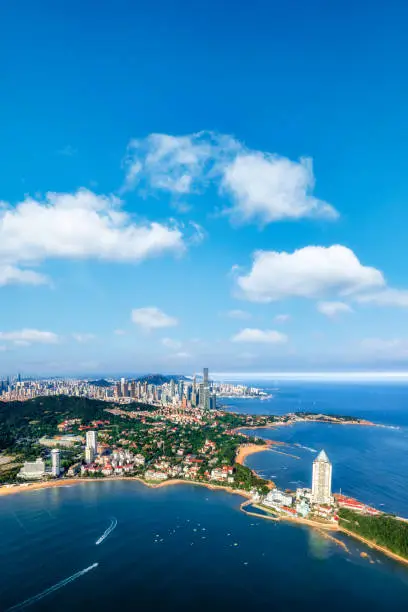 Photo of Aerial photography of Qingdao city coastline architectural landscape