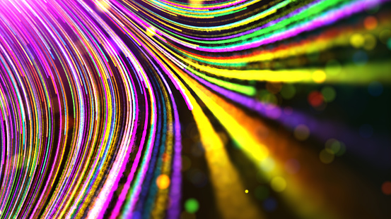 LGBTQ Pride Month abstract colorful . Glow light trail with multi-colour particles background.