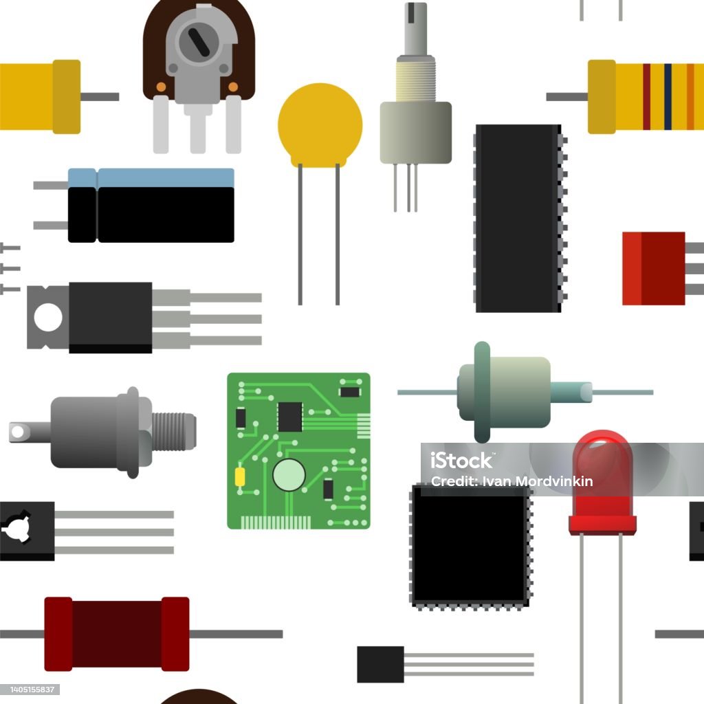 Radio Component Types Set Of Radio Components Seamless Pattern Background Image Element For ...