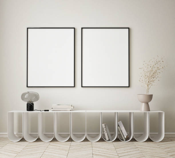 istock mock up poster frame in modern interior background, living room, Scandinavian style, 3D render, 3D illustration 1405161361
