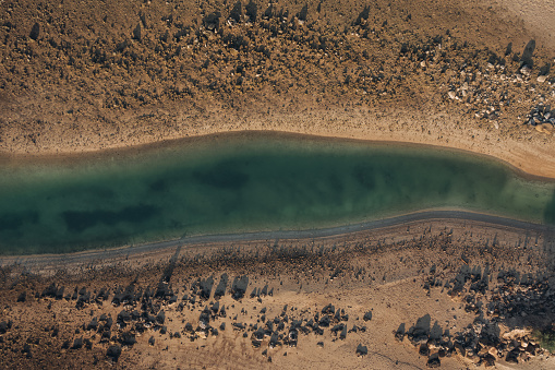 Aerial view of a river in the dry area.